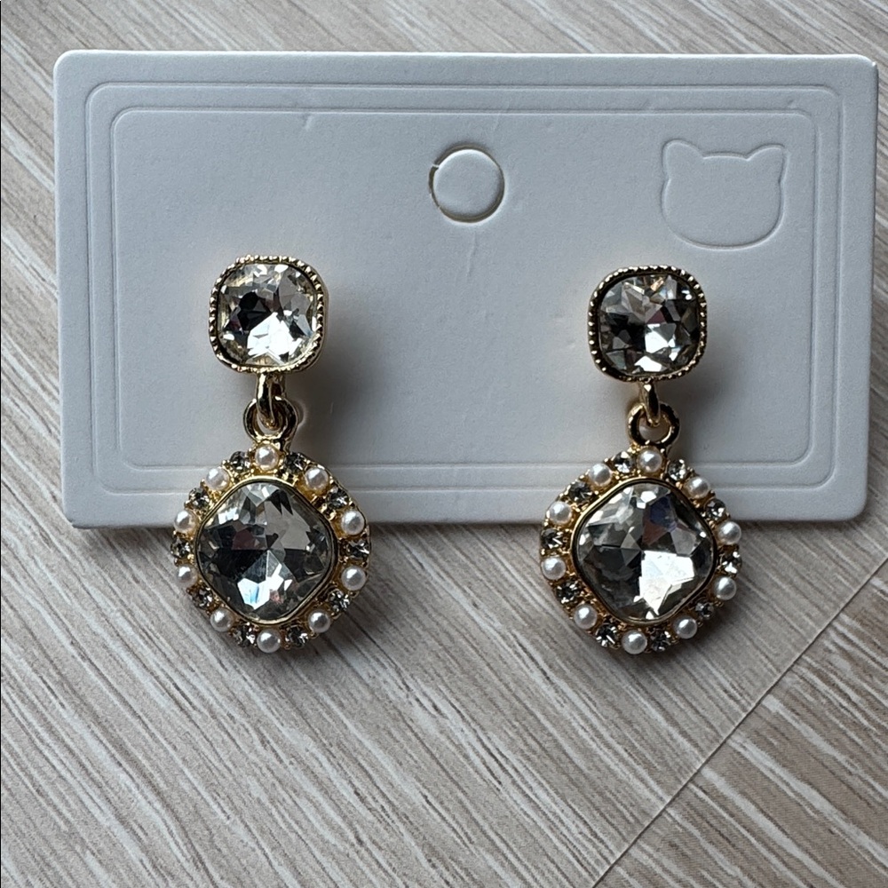 Moonlight Glam Crystal Rhinestone Drop Earrings NEW 🏷️